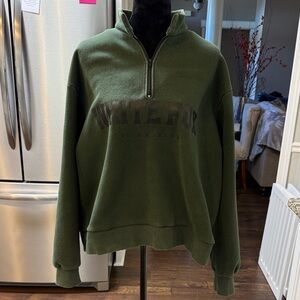 White Fox Boutique Olive Green Half-Zip Fleece Pullover